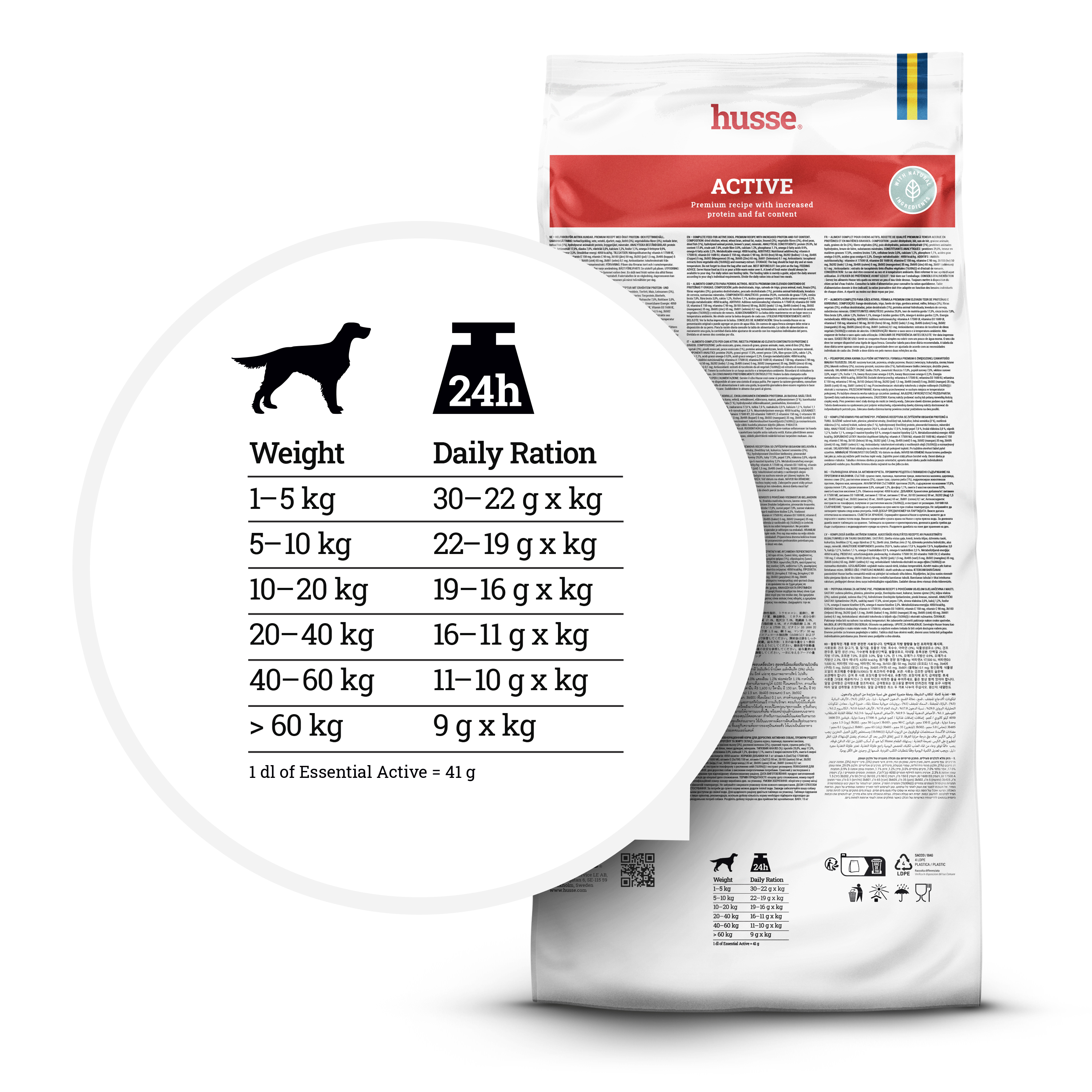 Active, 3 x 15 kg | Fórmula Premium para cães ativos